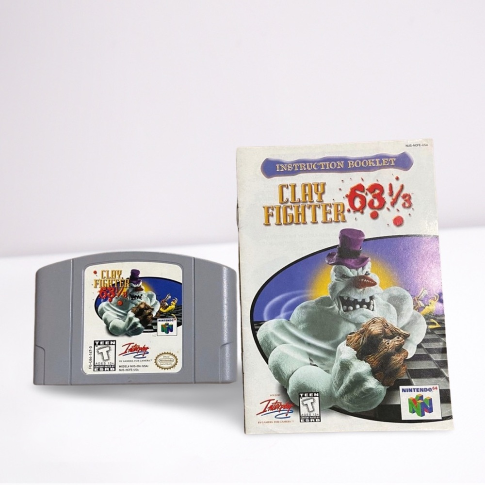 Clay Fighter 63 1/3 (Nintendo 64, N64, 1997) Game Cartridge with Manual